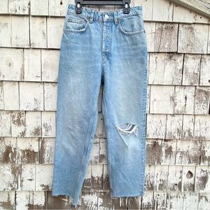 Zara Distressed High Rise Mom Jeans